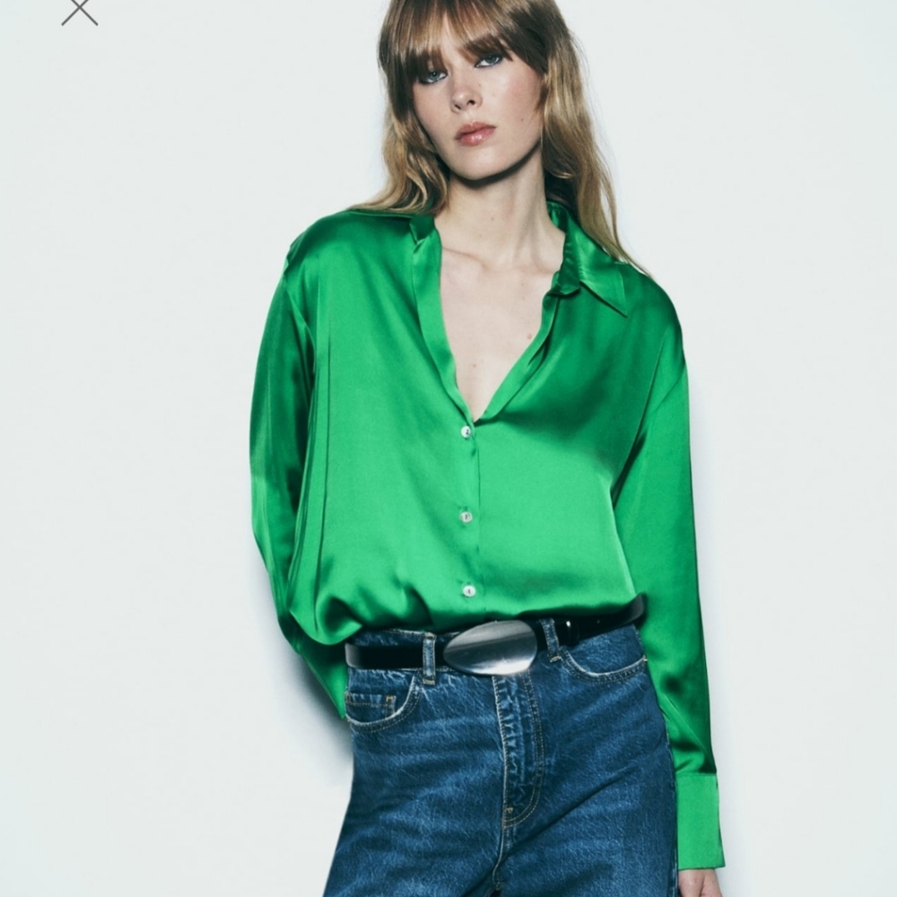 Zara NWT satin effect blouse size M